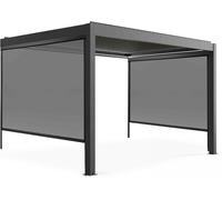 Oviala Pérgola bioclimática adosada y motorizada iluminada de 3x4m y 2 toldos