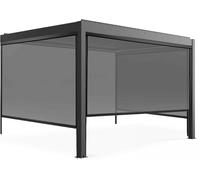 Oviala Pérgola bioclimática adosada y motorizada iluminada de 3x4m y 3 toldos