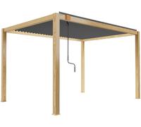 Oviala Pérgola bioclimática autoportante de 3 x 4m aluminio imitación madera