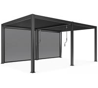 Oviala Pérgola bioclimática autoportante de 3 x 6 m y 2 toldos grises