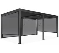 Oviala Pérgola bioclimática autoportante de 3 x 6 m y 4 toldos grises