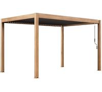 Oviala Pérgola bioclimática autoportante de 3x4m en aluminio y madera gris