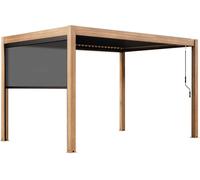 Oviala Pérgola bioclimática autoportante de 3x4m y 1 persiana de madera gris