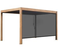 Oviala Pérgola bioclimática autoportante de 3x4m y 1 persiana de madera gris