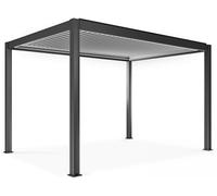 Oviala Pérgola bioclimática autoportante motorizada de 3 x 4 x 2,5m gris
