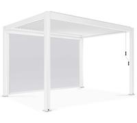 Oviala Pérgola independiente de 3x4 m y 1 pared blanca de 3,73 x 2,34 m