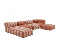 Oviala - Salón de jardín modulable a rayas de 5 plazas, color azul Pacific