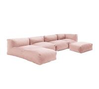 Oviala - Salón de jardín modulable de 5 plazas, color rosa polvoreado