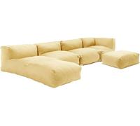 Oviala Salón de jardín modular 5 plazas amarillo claro