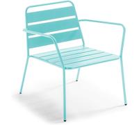 Oviala Silla de jardín baja en turquesa azul