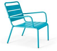 Oviala Sillón de jardín bajo de acero azul relajante