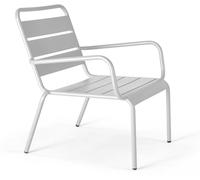 Oviala Sillón de jardín bajo de acero blanco relajante
