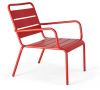 Oviala Sillón de jardín bajo de acero rojo relajante
