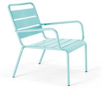 Oviala Sillón de jardín bajo de acero turquesa