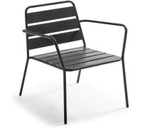 Oviala Sillón de jardín bajo de metal gris antracita