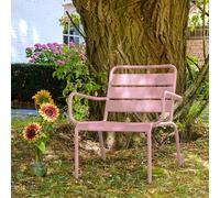 Oviala - Sillón de jardín bajo relax de acero rosa polvoreado - Palavas