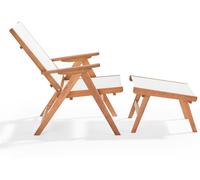 Oviala Sillón de madera de eucalipto + reposapiés