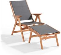 Oviala Sillón de madera de eucalipto + reposapiés