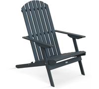 Oviala Sillón reclinable plegable de madera de eucalipto gris