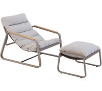 Oviala Sillón relax de acero y textileno con reposapiés topo