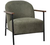 Oviala Sillón relax en acero, madera y tela verde oscuro