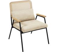 Oviala Sillón relax en acero, ratán sintético y tejido crudo