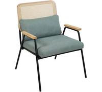 Oviala Sillón relax en acero, ratán sintético y tejido verde