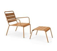 Oviala Sillón Relax y Reposapiés de metal Caramel - Palavas