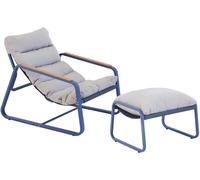 Oviala Sillón relax y textilene con reposapiés azul pacífico