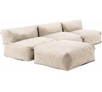 Oviala Sofá de esquina fijo modular con 3 sillones y 1 puff arena