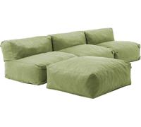 Oviala Sofá de esquina fijo modular con 3 sillones y 1 puff cactus