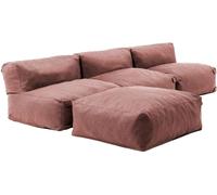 Oviala Sofá de esquina fijo modular con 3 sillones y 1 puff terracota