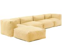 Oviala Sofá de esquina modular, 2 sillones, 2 ángulos, 1 puff amarillo claro