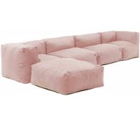 Oviala Sofá de esquina modular, 2 sillones, 2 ángulos, 1 puff rosa empolvado