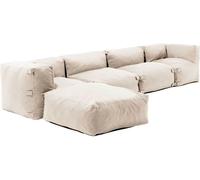 Oviala Sofá de esquina modular, 2 sillones, 2 ángulos y 1 puff arena