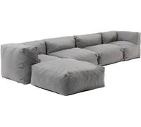 Oviala Sofá de esquina modular, 2 sillones, 2 ángulos y 1 puff gris