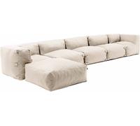 Oviala Sofá de esquina modular con 3 sillones, 2 ángulos y 1 puff arena