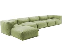 Oviala Sofá de esquina modular con 3 sillones, 2 ángulos y 1 puff de cactus