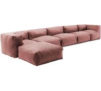 Oviala Sofá de esquina modular con 3 sillones, 2 ángulos y 1 puff terracota