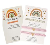 OVIFICEA Pulseras para el primer día de jardín de infantes para mamá y yo, pulseras a juego, pulseras a juego, pulseras para madre e hija, regalos de preescolar para niñas y niños, pulseras ajustables