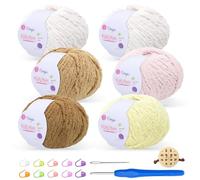 Ovillo de lana de felpa para ganchillo, 6 x 50 g con aguja de 4 mm, suave como la lana de bebé, crochet para mantas de bebé, amigurumi, decoración del hogar