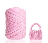 Ovillo de lana para tejer con los brazos, 500 g, para tejer a mano, tamaño XXL, hilo tubular, para ganchillo, para cubierta, punto grueso, hilo suave para mascotas, cama, sofá, roving (rosa)