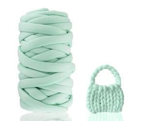 Ovillo de lana para tejer con los brazos, 500 g, para tejer a mano, tamaño XXL, hilo tubular, para ganchillo, para cubierta, punto grueso, hilo suave para mascotas, cama, sofá, roving (verde claro)