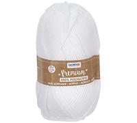 Ovillo de lana prémium de Glorex 5 1001 00, 100% acrílico, fácil de trabajar, versátil, cálida, suave, no pica, 50 g, aprox. 140 m, blanco