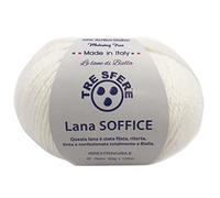 Ovillo de lana suave tres bolas 50% lana 50% Dralon +- 125 m. agujas o unc. 4/5 Made in Italy (blanco 001)