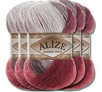 Ovillo de lana virgen Alize Angora Gold Batik, 5 unidades de 100 g, lana virgen con degradado de color, lana de bebé, lana de bebé, accesorio para ganchillo, ropa (1984)