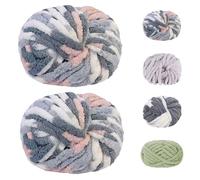Ovillos de lana gruesa (2 unidades), ovillos de algodón para ganchillo, hilo de lana para ganchillo, hilo gigante para tejer mantas, bufandas y decoraciones (multicolor)