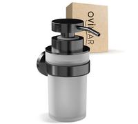 ovimar Dispensador de jabón Veotind Gunmetal | con soporte de pared para perforación | en acero inoxidable y vidrio | apertura extra grande fácil de rellenar | para baño o cocina | Dispensador