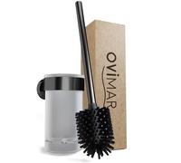 ovimar Escobilla de inodoro Glittertind | Gunmetal | montaje en pared con perforación | escobilla de silicona para inodoro | escobilla de WC con función de ventilación | para taladrar o pegar | de