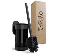 ovimar escobillero Finnkona | Negro | Soporte de Pared sin taladrar | escobillero de Silicona | función de ventilación | para Pegar | de Acero Inoxidable con Recubrimiento de Polvo